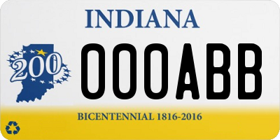 IN license plate 000ABB