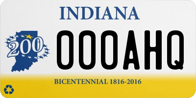 IN license plate 000AHQ