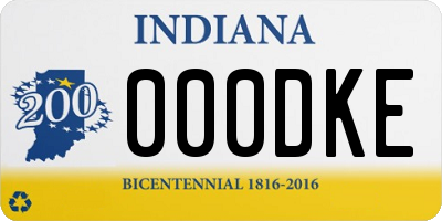 IN license plate 000DKE