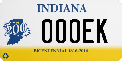 IN license plate 000EK