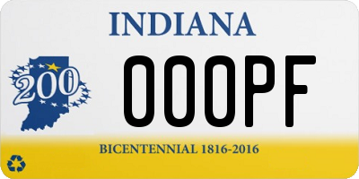 IN license plate 000PF