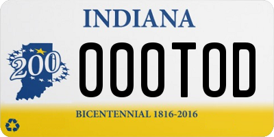 IN license plate 000TOD