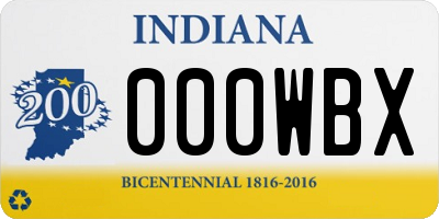 IN license plate 000WBX