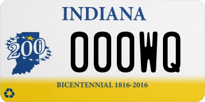 IN license plate 000WQ