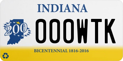 IN license plate 000WTK