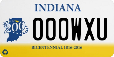 IN license plate 000WXU