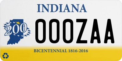 IN license plate 000ZAA