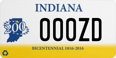 IN license plate 000ZD