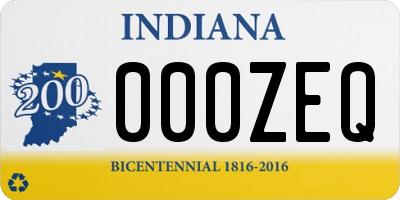 IN license plate 000ZEQ