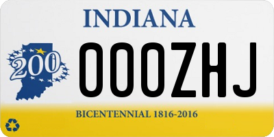 IN license plate 000ZHJ