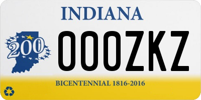 IN license plate 000ZKZ