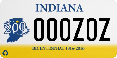 IN license plate 000ZOZ