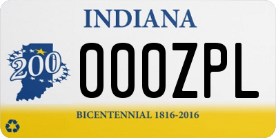IN license plate 000ZPL