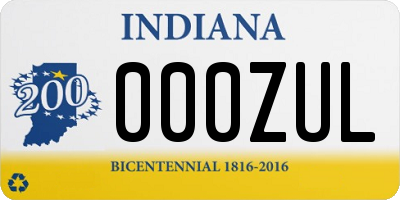 IN license plate 000ZUL