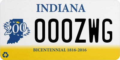 IN license plate 000ZWG