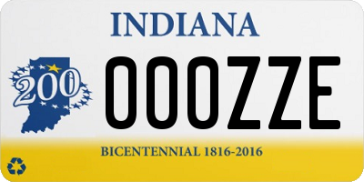 IN license plate 000ZZE