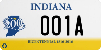 IN license plate 001A