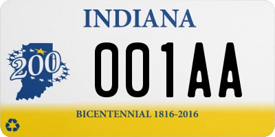 IN license plate 001AA