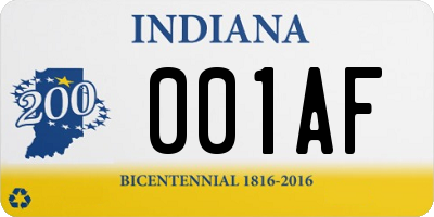 IN license plate 001AF