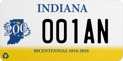 IN license plate 001AN