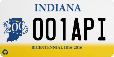 IN license plate 001API