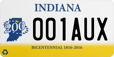 IN license plate 001AUX