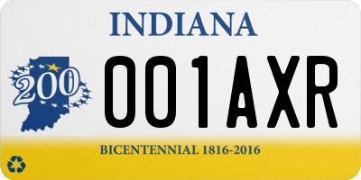IN license plate 001AXR