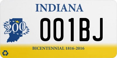 IN license plate 001BJ