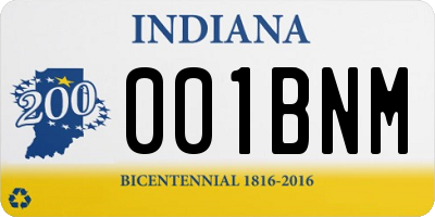 IN license plate 001BNM