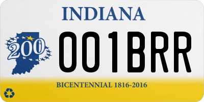 IN license plate 001BRR