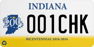 IN license plate 001CHK