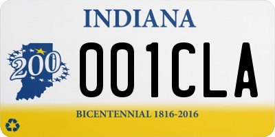 IN license plate 001CLA