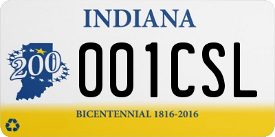 IN license plate 001CSL
