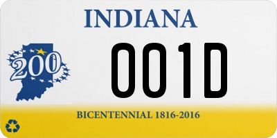 IN license plate 001D