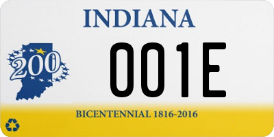 IN license plate 001E