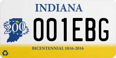 IN license plate 001EBG