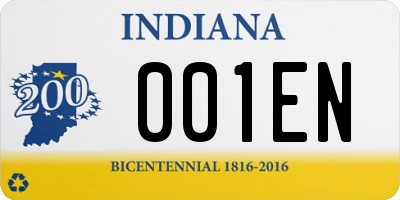 IN license plate 001EN