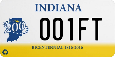 IN license plate 001FT