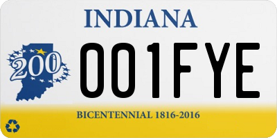 IN license plate 001FYE
