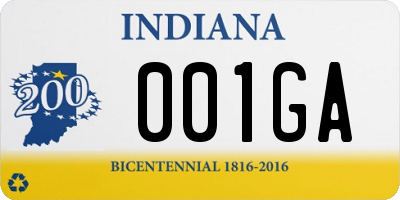 IN license plate 001GA