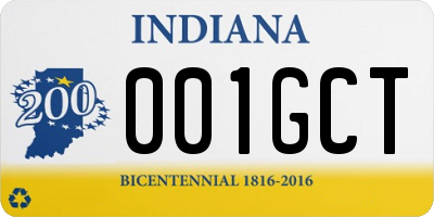 IN license plate 001GCT