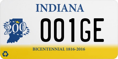 IN license plate 001GE