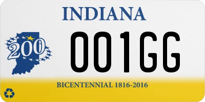 IN license plate 001GG