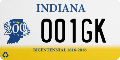 IN license plate 001GK