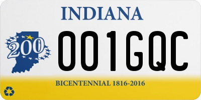 IN license plate 001GQC