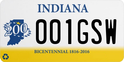 IN license plate 001GSW