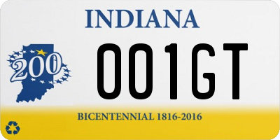 IN license plate 001GT