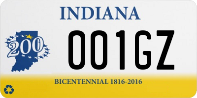 IN license plate 001GZ
