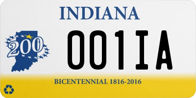 IN license plate 001IA