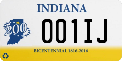 IN license plate 001IJ